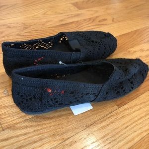 Black crochet flats